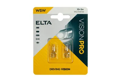 AUTÓ 12V 5W W5W ÜVEGFEJŰ 2db/csom ! Elta Vision Pro 12V W5W 497101515