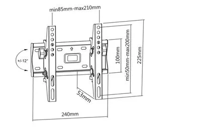 LCD LED TV tartó dönthető 23-42  maclean dönthető falitartó vesa