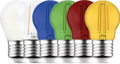 Színes LED gömb 14W E27 piros@ daylight italia E27 LED filament