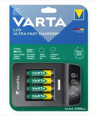 VARTA akkutöltő + 4db AA 2100 MAH  ULTRA FAST  15 perces gyorstőltő