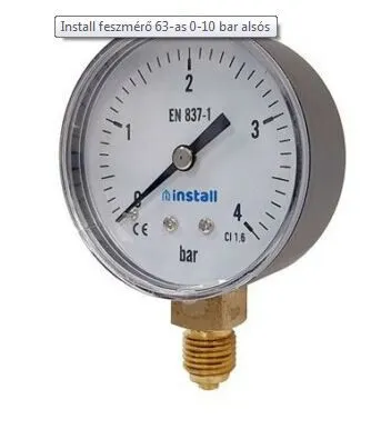 BRH NYOMÁSMÉRŐ 0-10BAR ÁTMÉRŐ: 63mm BRH nyomasmer. O63mm, 0-10bar, 1/4 .