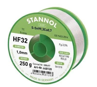 FORRASZTÓÓN 1mm 250 gr Stannol HF32 3500 Sn99,3Cu0,7