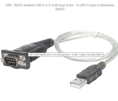 USB-RS232 ÁTALAKÍTÓ 0,45m D-SUB dugó 9pól-1xUSB 1.1 dugóA