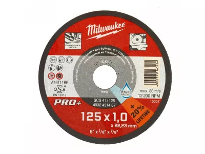 MILWAUKEE vágókorong fémre 125x1,0x22,2@ vágókorong inox egyenes SC41 PRO+