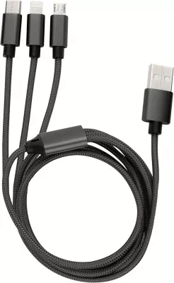 USB töltőkábel 3:1 fekete 100cm, átviteli sebesség akár 480Mbit/s