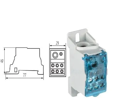 Elosztóblokk 1P 35/1X16/6X16mm2 1X10-35mM2, 1X6-16mm2, 6X2,5-16mm2