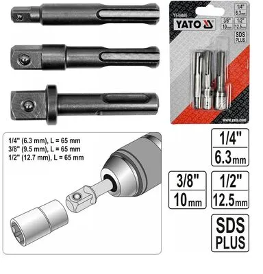 YATO DUGÓKULCS ADAPTER 1/2-1/4-38  @ 1/4 , 3/8 , 1/2 , SDS-Plus