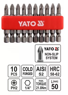 YATO BIT KLT 10 RÉSZES PH2x50mm @