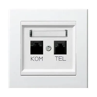 SONATA RJ45+tel csatlakozó komplett fehér