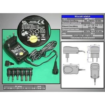 ADAPTER 110-240V 3-12V 600mA