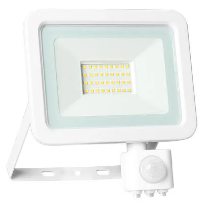 LED fényvető/reflektor mozgásérzékelővel 30W 4000K 2200lm fehér, lapos kivitel, előtét nélkül